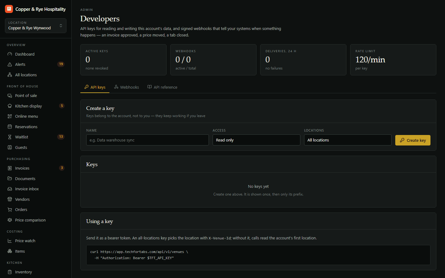 Developer API & webhooks in Tech for Tabs